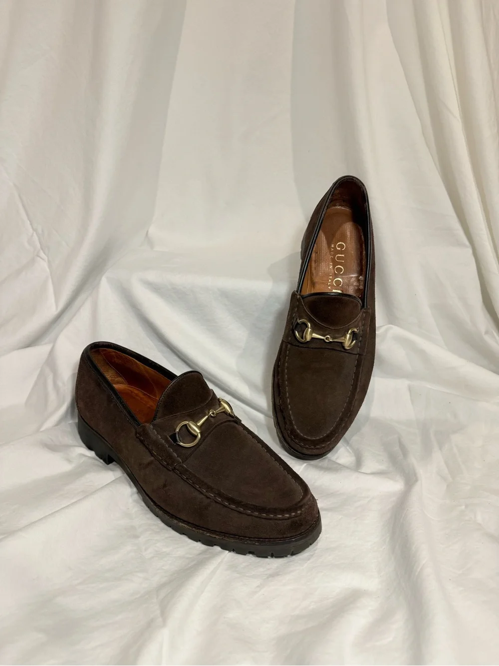 Gucci Dark Brown Suede Horsebit Loafers